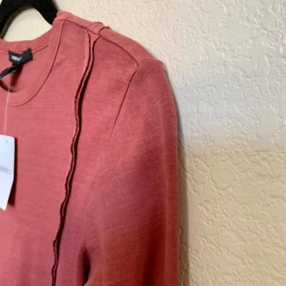 FOREVER21 Brick red top long sleeve Contrast-Seam crop top size S - Picture 6 of 9